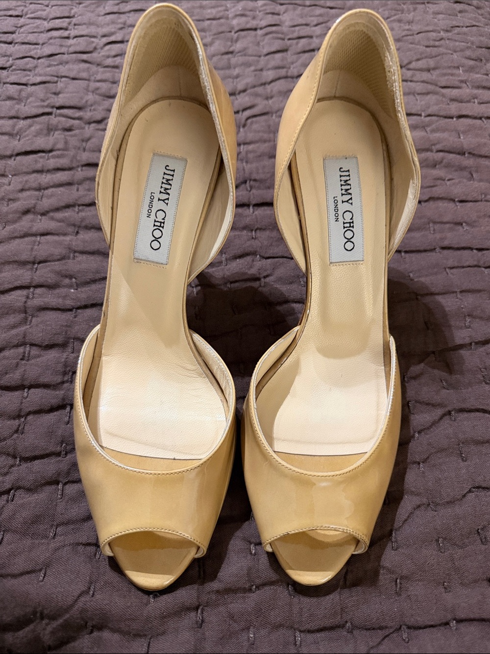 Jimmy Choo Nude Patent Leather D'Orsay Pumps Heels